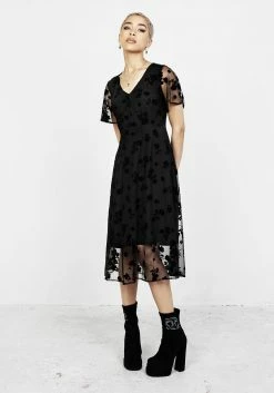 MET1 STEVIE FLOCKED MIDI DRESS Dresses