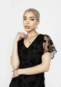 MET1 STEVIE FLOCKED MIDI DRESS Dresses