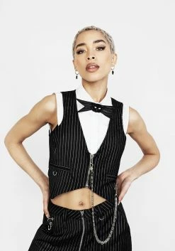 MET1 Tops NIGHTMARE CROP TAILORED WAISTCOAT 14 MET1 Tops NIGHTMARE CROP TAILORED WAISTCOAT