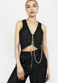 MET1 Tops NIGHTMARE CROP TAILORED WAISTCOAT