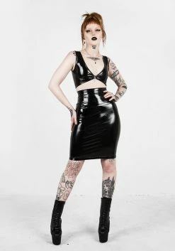 MET1 Tops HELLBOUND VINYL CROP TOP