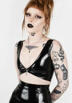 MET1 Tops HELLBOUND VINYL CROP TOP