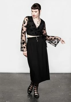 MET1 STEVIE FLOCKED WRAP CROP TOP Tops