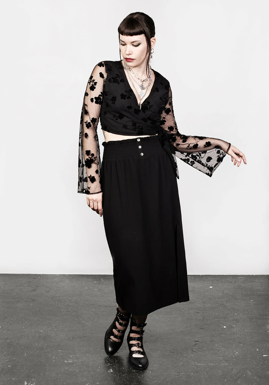 MET1 STEVIE FLOCKED WRAP CROP TOP Tops 4 MET1 STEVIE FLOCKED WRAP CROP TOP Tops