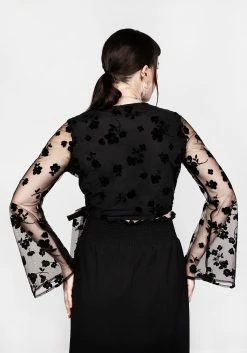 MET1 STEVIE FLOCKED WRAP CROP TOP Tops 11 MET1 STEVIE FLOCKED WRAP CROP TOP Tops