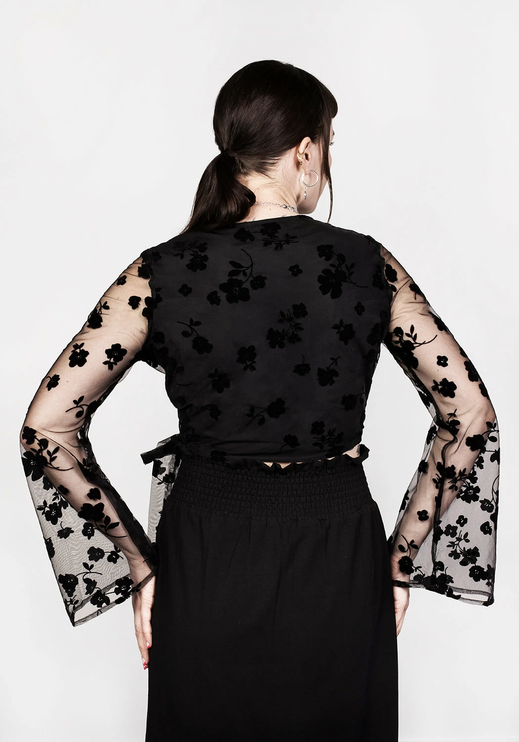 MET1 STEVIE FLOCKED WRAP CROP TOP Tops 5 MET1 STEVIE FLOCKED WRAP CROP TOP Tops