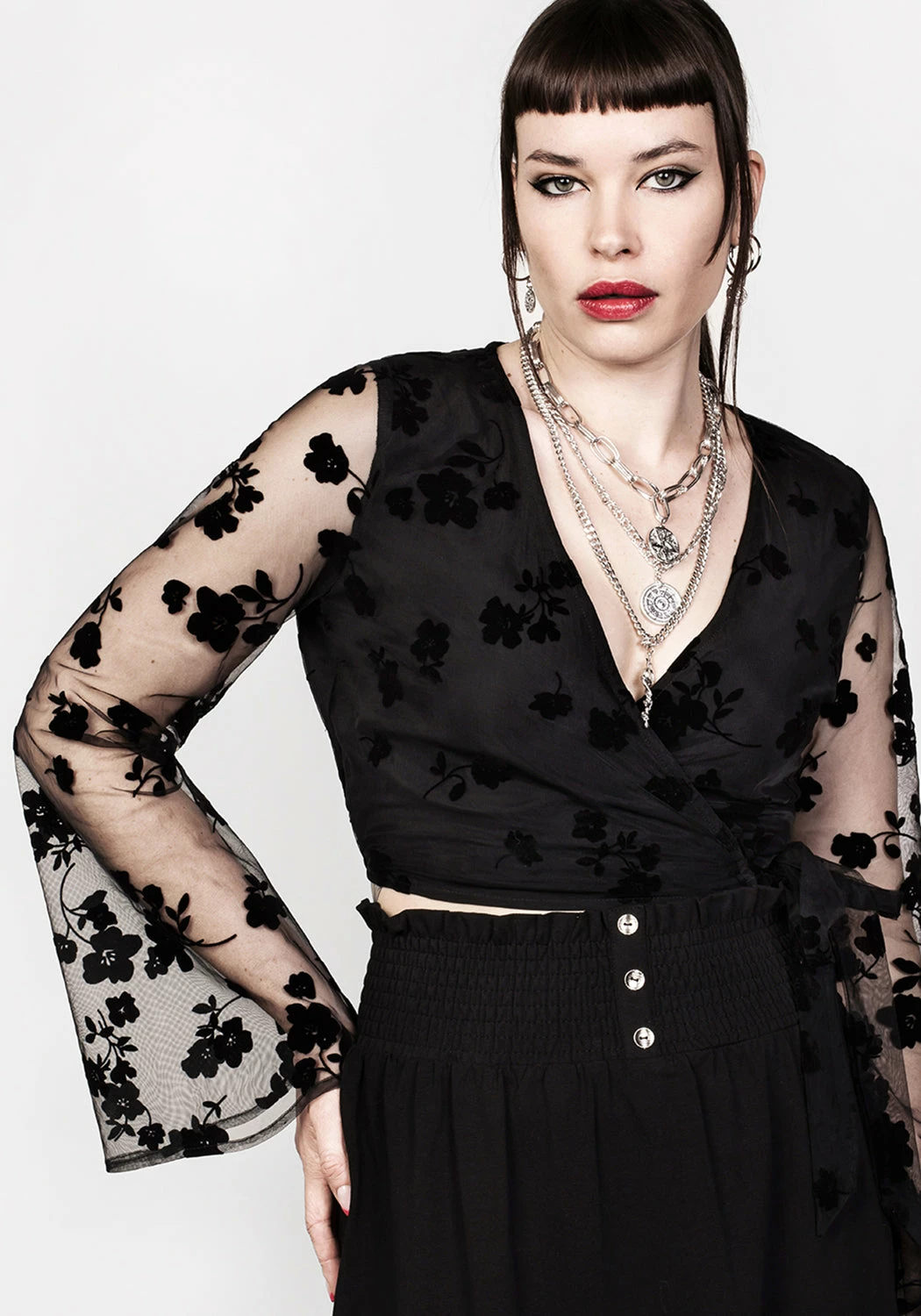 MET1 STEVIE FLOCKED WRAP CROP TOP Tops 3 MET1 STEVIE FLOCKED WRAP CROP TOP Tops