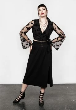 MET1 STEVIE FLOCKED WRAP CROP TOP Tops 13 MET1 STEVIE FLOCKED WRAP CROP TOP Tops