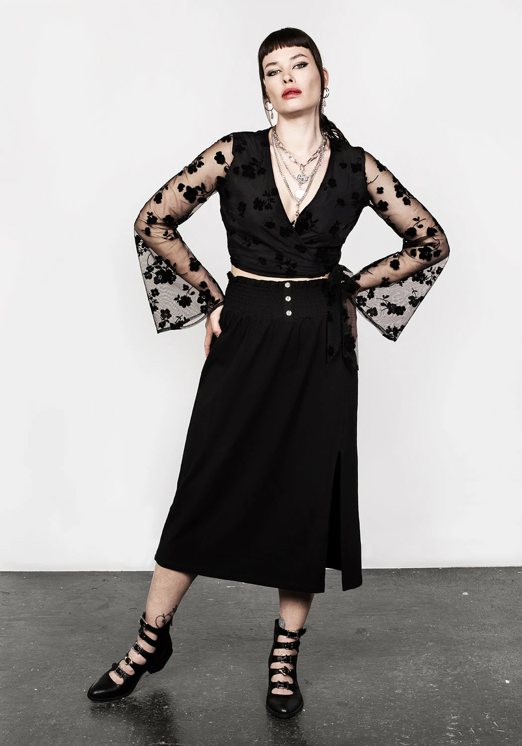 MET1 STEVIE FLOCKED WRAP CROP TOP Tops 7 MET1 STEVIE FLOCKED WRAP CROP TOP Tops