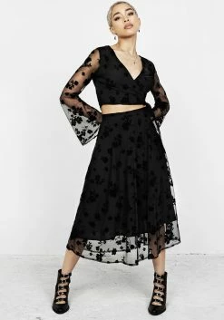 MET1 Bottoms STEVIE MIDI FLOCK SKIRT