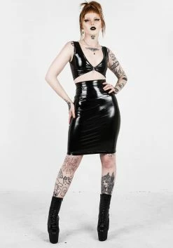 MET1 DOMINION MIDI VINYL SKIRT Bottoms