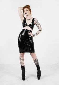 MET1 DOMINION MIDI VINYL SKIRT Bottoms