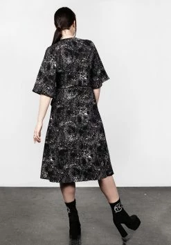 MET1 SPELLWORK MIDI WRAP DRESS