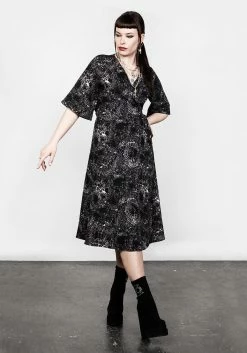 MET1 SPELLWORK MIDI WRAP DRESS