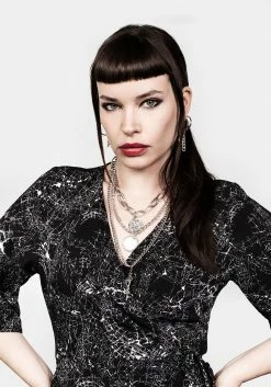 MET1 SPELLWORK MIDI WRAP DRESS