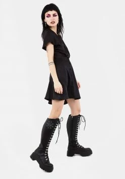 MET1 DAMOZEL FIT AND FLARE V NECK MINI DRESS Dresses