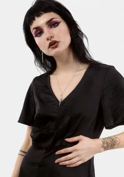 MET1 DAMOZEL FIT AND FLARE V NECK MINI DRESS Dresses