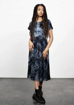MET1 DRACONIC TIE DYE MIDI SKATER DRESS