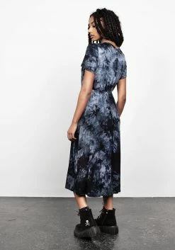 MET1 DRACONIC TIE DYE MIDI SKATER DRESS