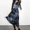 MET1 DRACONIC TIE DYE MIDI SKATER DRESS