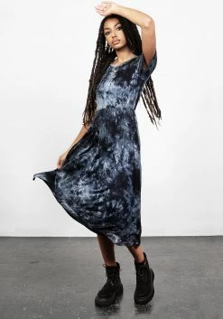 MET1 DRACONIC TIE DYE MIDI SKATER DRESS
