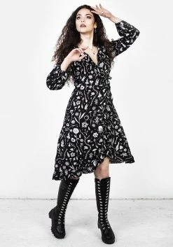 MET1 HEDGEWITCH RUFFLE WRAP ABOVE KNEE DRESS Dresses