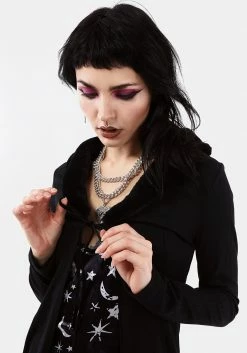 MET1 Tops WOOLFE LONGLINE FAUX FUR CARDIGAN