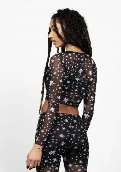 PFA1 Tops ENSNARE LACE TRIM MESH TOP