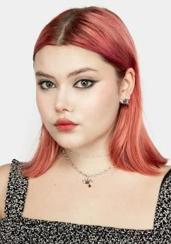 TOU1 Jewellery BLEEDING EYE CZ CHAIN CHOKER