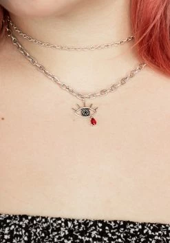 TOU1 Jewellery BLEEDING EYE CZ CHAIN CHOKER