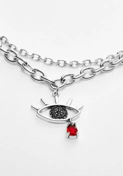 TOU1 Jewellery BLEEDING EYE CZ CHAIN CHOKER