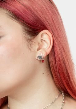 TOU1 BLEEDING EYE CZ STUDS Jewellery