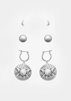 TOU1 GODDESS TRIPLE MOON MOONSTONE EAR STUD PACK Jewellery