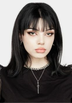 TOU1 Jewellery RITUAL DAGGER AMETHYST PENDANT NECKLACE