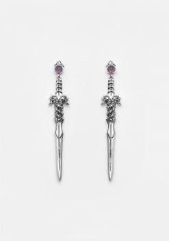 TOU1 RITUAL DAGGER AMETHYST DROP EARRINGS Jewellery