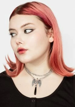 TOU1 BAPHOMET BLACK AGATE CHAIN CHOKER
