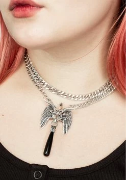 TOU1 BAPHOMET BLACK AGATE CHAIN CHOKER