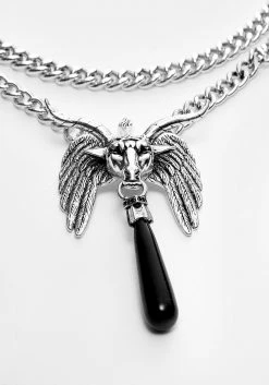 TOU1 BAPHOMET BLACK AGATE CHAIN CHOKER