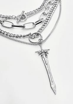 TOU1 SWORD MULTICHAIN NECKLACE