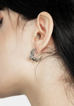 TOU1 Jewellery SERPENT CRESCENT MOON EARRINGS